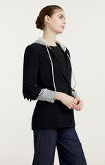 Women Hooded Khloe Blazer Black/Heather Grey