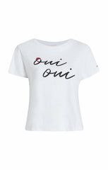 Women Shrunken Oui Oui Tee White/Black