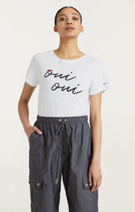 Women Shrunken Oui Oui Tee White/Black