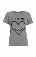 Women Smiling Heart Tee Heather Grey/Black