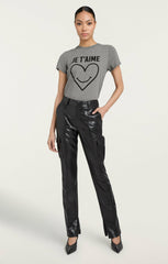 Women Smiling Heart Tee Heather Grey/Black