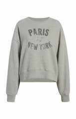 Women Rhinestone Paris New York Brandy Pullover Heather Grey/Black