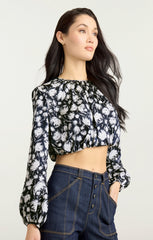 Women Graphic Floral Kamala Top Navy/Ivory