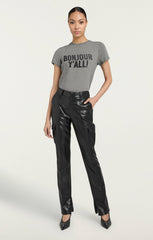 Women Bonjour Y'all Tee Heather Grey/Black