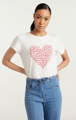 Women Je T'aime Heart Tee White/Red