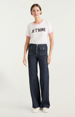 Women Two Tone Je T'aime Tee White/Carnation
