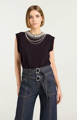Women Layered Necklace Bella Tee Black