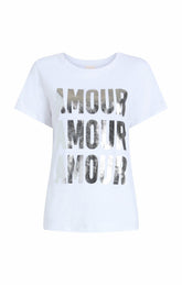 Women Amour Amour Amour Foiled Tee White/Silver