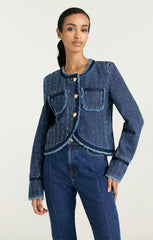 Women Boucle Denim Zanda Jacket Indigo