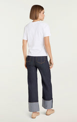 Women Le Chic Shrunken Tee White/Navy