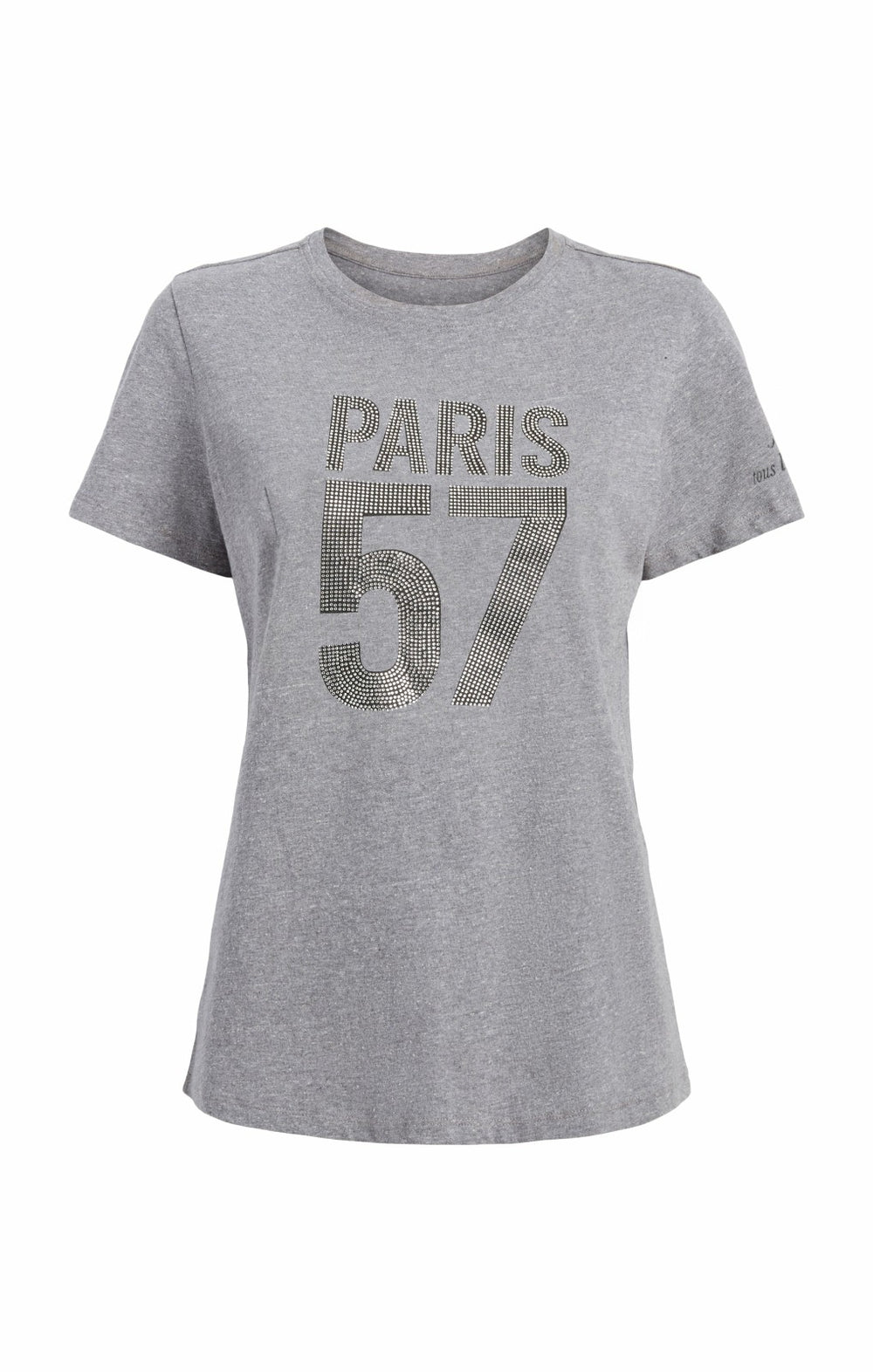 Women Rhinestone Paris 57 Tee Heather Grey/Silver