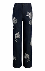 Women Heatset Roses Francine Pant Indigo