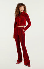 Women Flocked Denim Marilee Jacket Pomegranate