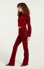 Women Flocked Denim Marilee Jacket Pomegranate