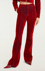 Women Flocked Denim Suzette Pant Pomegranate