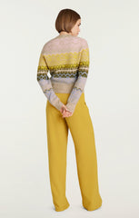 Women Lace Fair Isle Pullover Oatmeal Multi