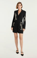 Women Rhinestone Paisley Long Sleeve Joel Dress Black