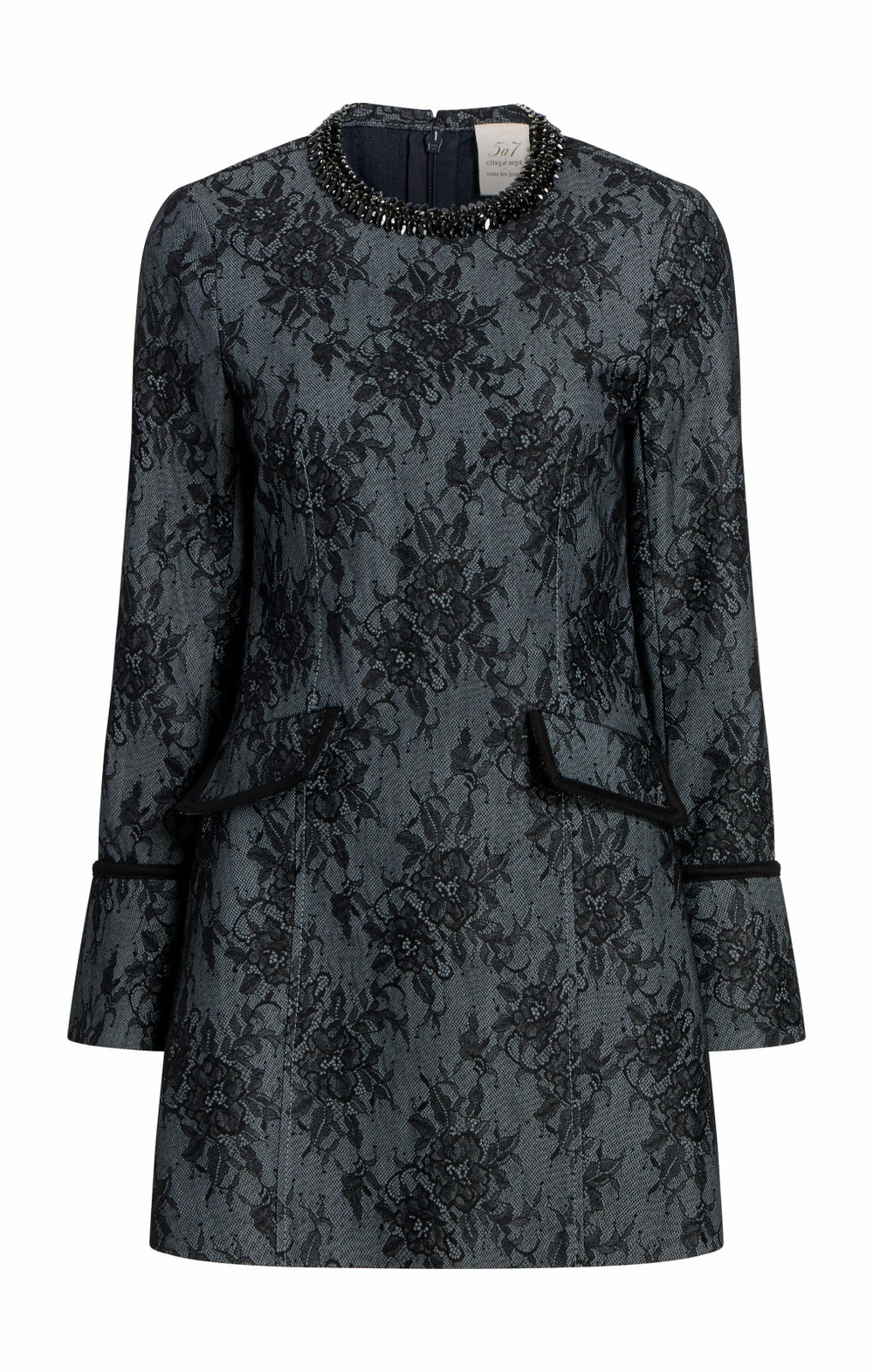 Women Bonded Lace Reina Dress Light Indigo/Black