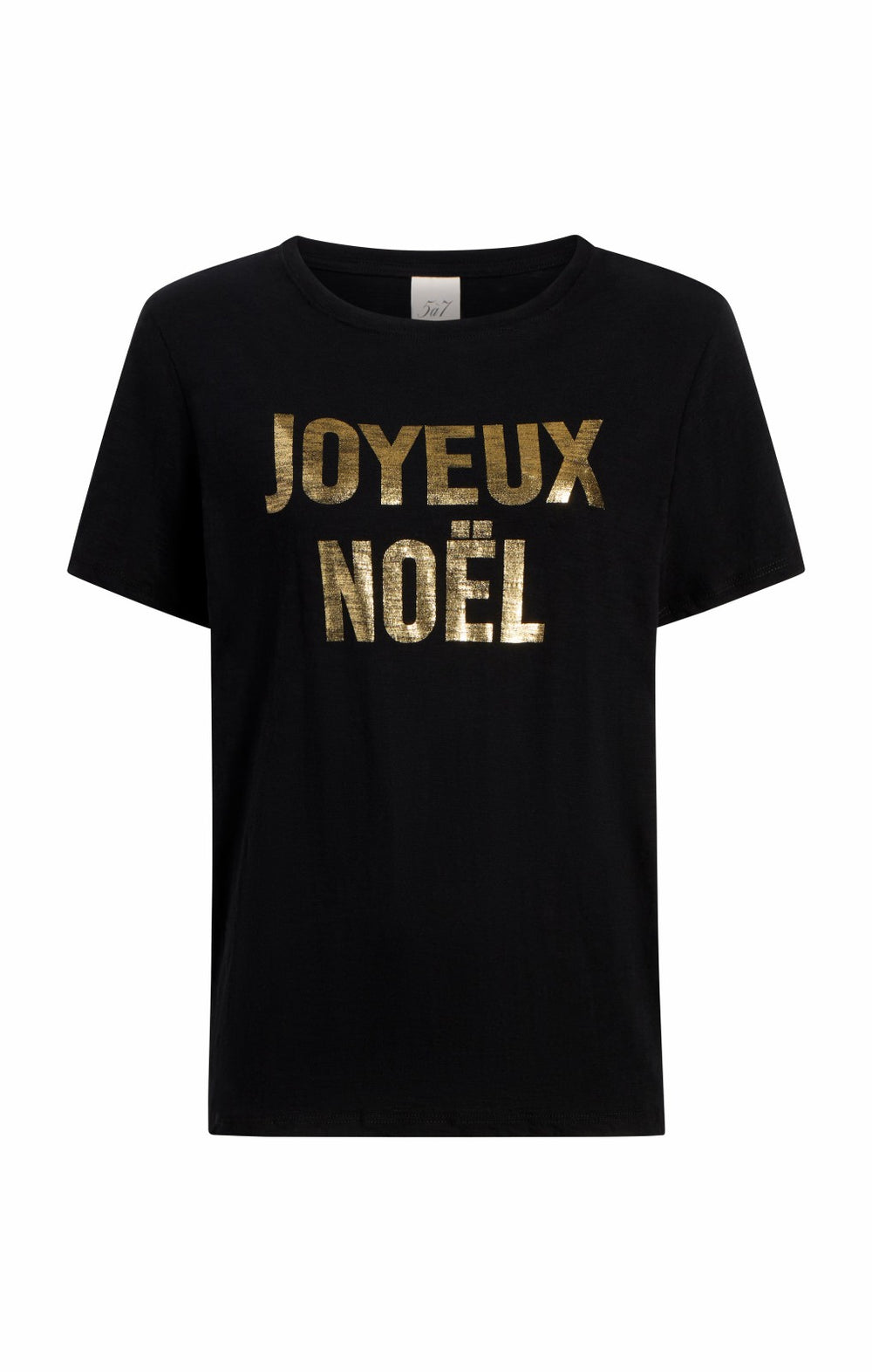Women Foiled Joyeux Noel Tee Black/Gold