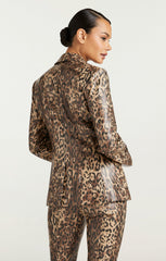 Women Leopard Vegan Leather Cheyenne Blazer Black/Sahara