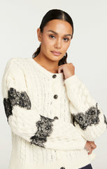 Women Louise Cardigan Ivory/Black