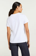 Women Metallic Leather Je T'aime Tee White/Gold