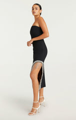 Women Rhinestone Fringe Sammy Dress Black