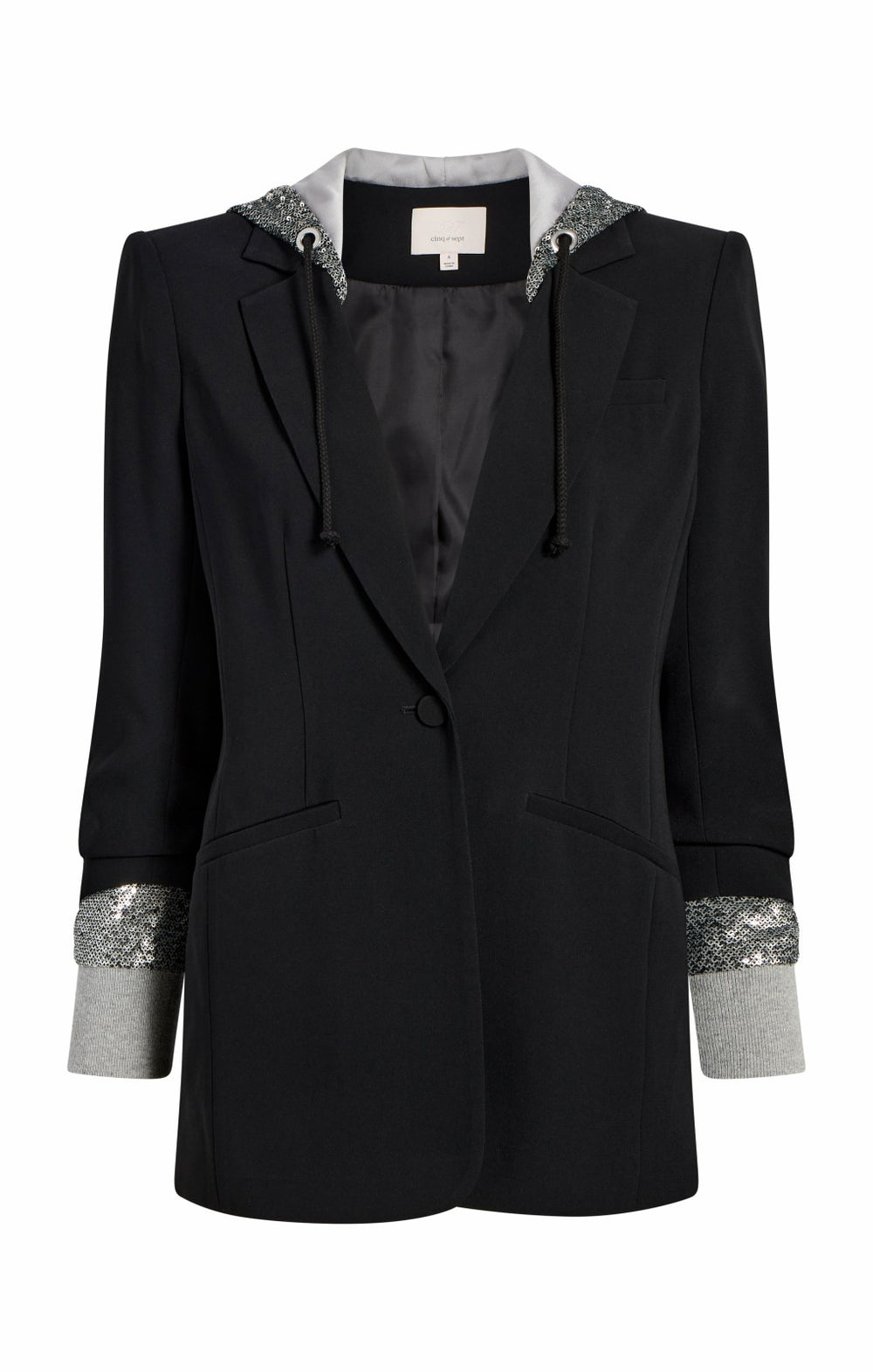 Women Sequin Hooded Khloe Blazer Black/Silver