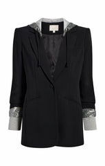 Women Sequin Hooded Khloe Blazer Black/Silver