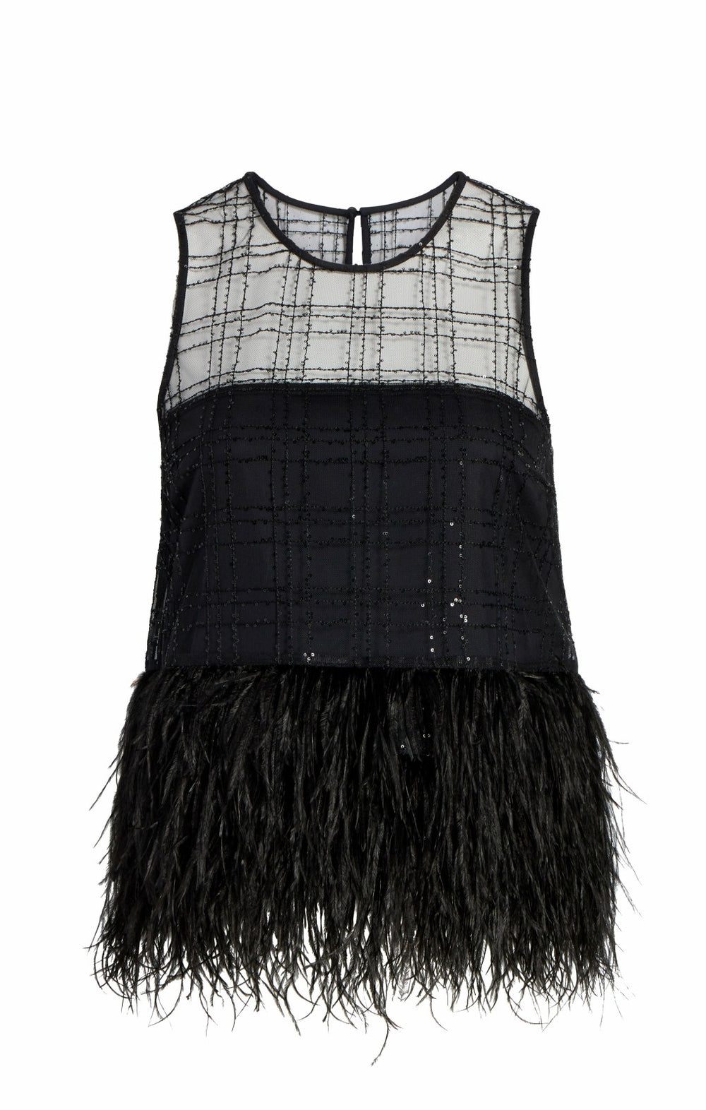 Women Sequin Plaid Charisse Top Black