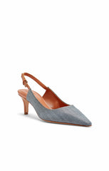 Women Sylvie Denim Slingback Pump Light Indigo/Saddle