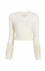 Women Briana Feather Crewneck Pullover Ivory