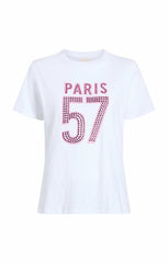 Women Large Heat Set Paris 57 Tee White/Hot Magenta