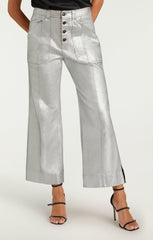 Women Textured Foil Benji Pant Silver