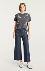 Women Diamond Vines Washed Bree Tee Washed Black