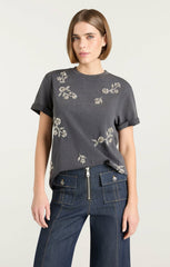 Women Diamond Vines Washed Bree Tee Washed Black