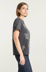 Women Diamond Vines Washed Bree Tee Washed Black