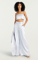 Women Hammered Satin Nikki Top Mercury