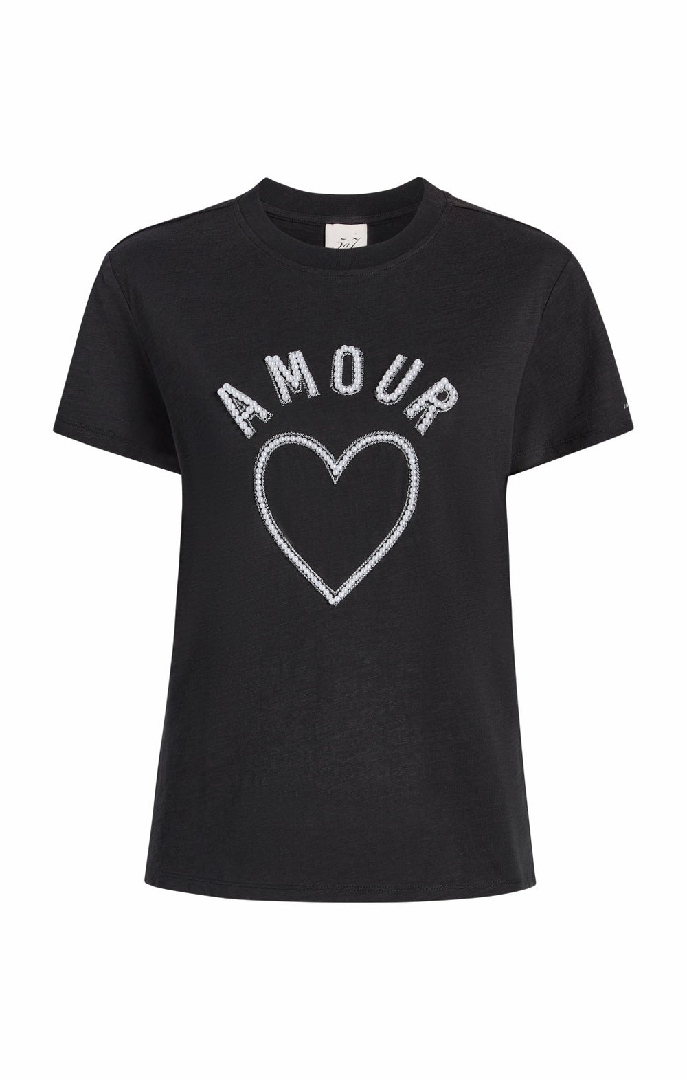 Women Pearl Amour Tee Black/White