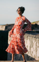 Women Damask Sunnina Midi Dress Pink Poppy Multi