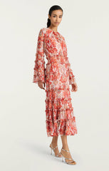 Women Damask Sunnina Midi Dress Pink Poppy Multi