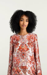 Women Sequin Damask Aspen Jacket Pink Poppy Multi