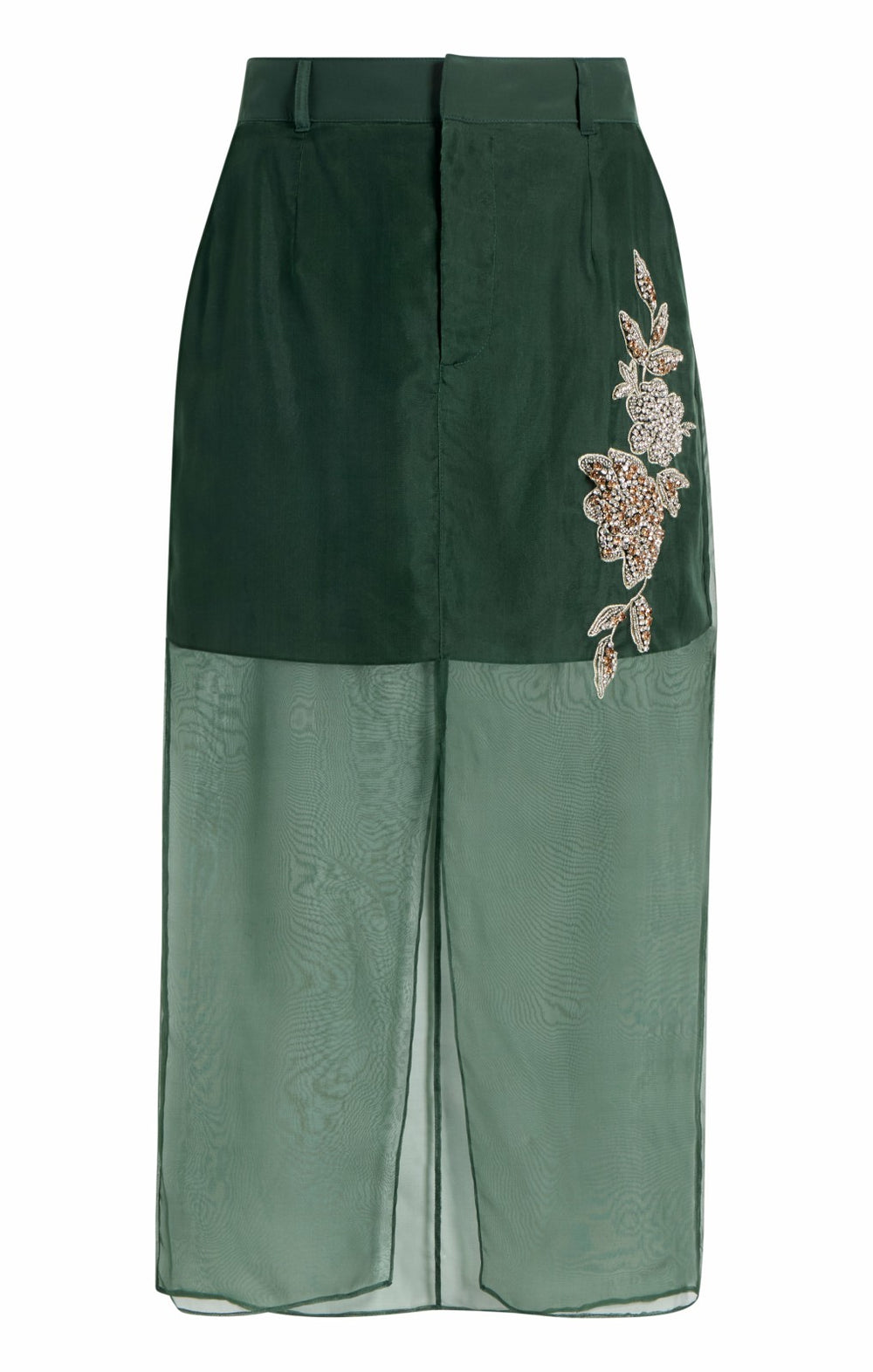 Women Statement Floral Peggy Skirt Eucalyptus/Clear