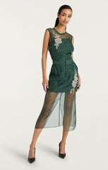 Women Statement Floral Peggy Skirt Eucalyptus/Clear