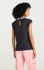 Women Deco Border Bella Tee Black/Multi