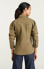 Women Ditsy Love Scrunched Canyon Jacket Dark Olive/Multi