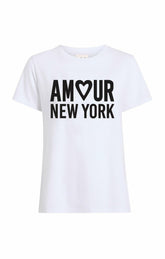 Women Amour Heart Tee White/Black