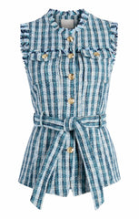 Women Matilda Tweed Reenee Vest Navy Multi