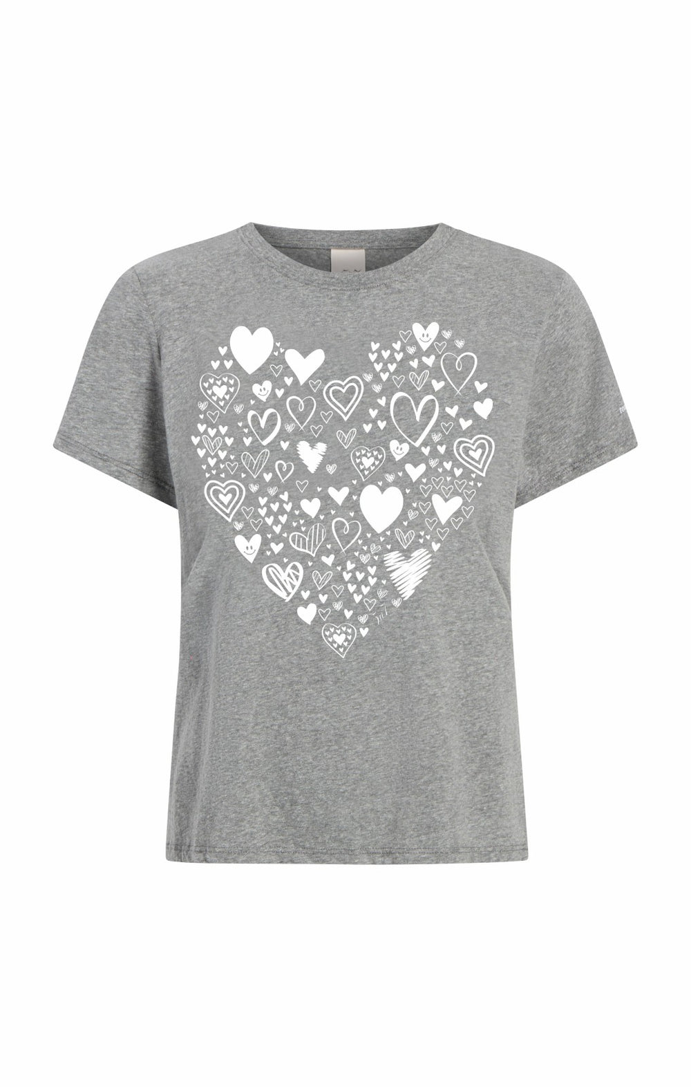 Women Multi Heart Tee Heather Grey/White