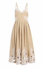 Women Trailing Peonies Maude Dress Khaki/White